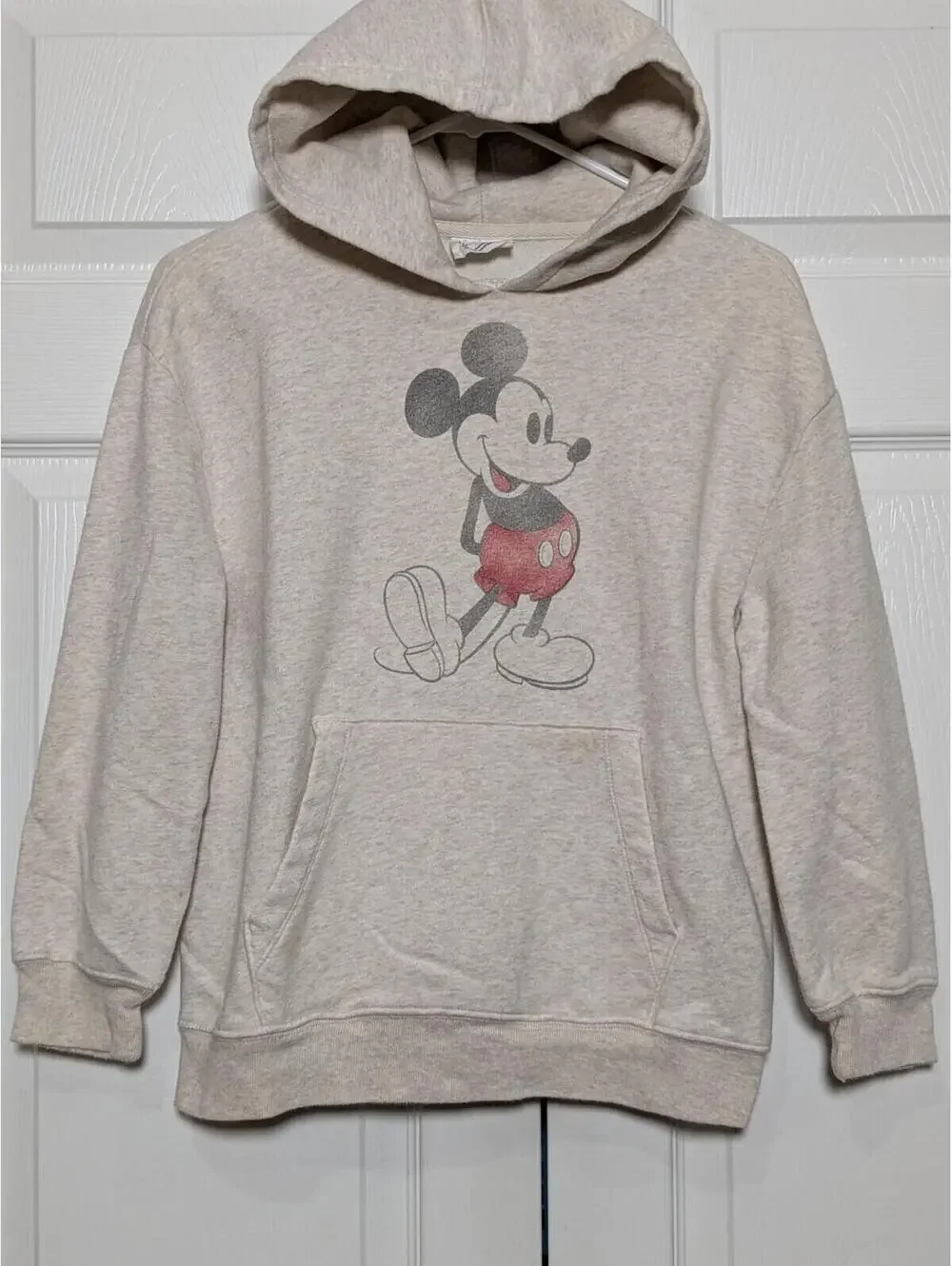 Disney Gap Teen Hoodie, Mickey Mouse, Oatmeal, Cotton Blend, Size 8